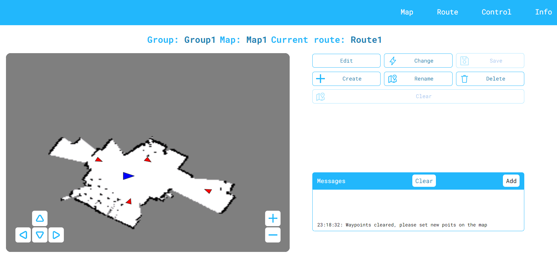 User interface route page